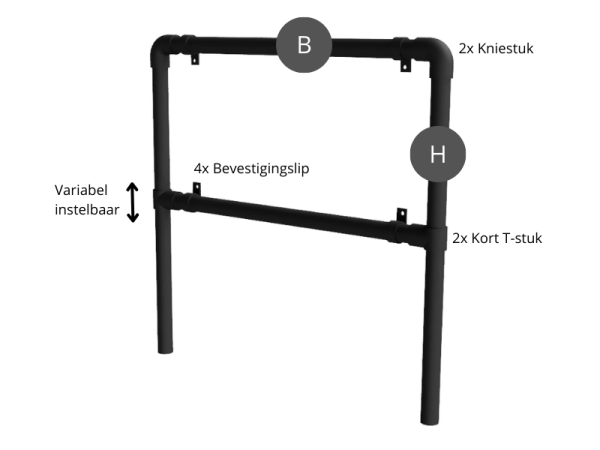 Reclameframe voor bord uit buis Ø 48,3 mm zwart aluminium